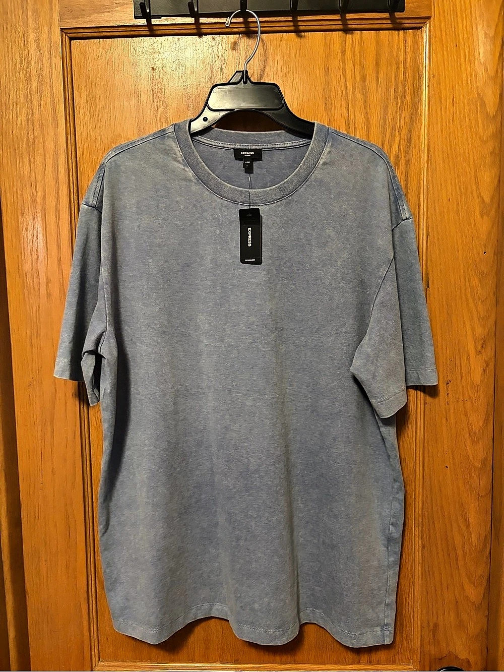 Express Classic Fit Premium Weight Garment Wash T-Shirt Short Sleeve Tee in Blue